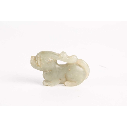 288 - A Chinese jade stag, Ming dynasty, in a recumbent pose, the stone a grey/green colour, 5cmFootnote: ... 