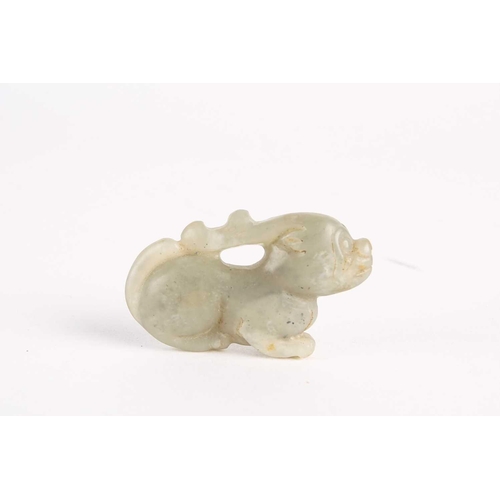 288 - A Chinese jade stag, Ming dynasty, in a recumbent pose, the stone a grey/green colour, 5cmFootnote: ... 