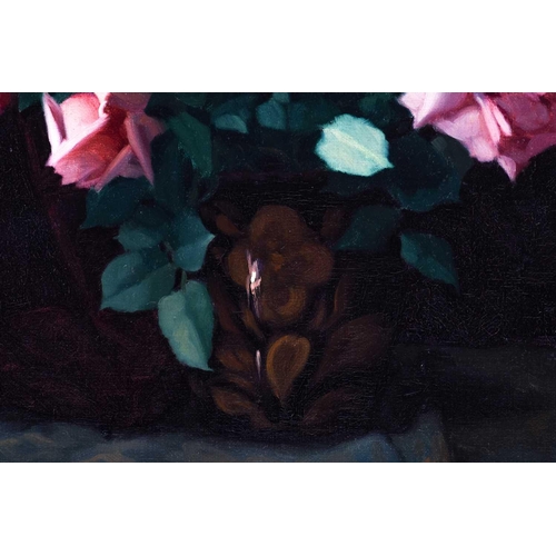 29 - 20th century school, a floral still life study, oil on canvas, indistinctly signed, 65 cm x 52 cm in... 