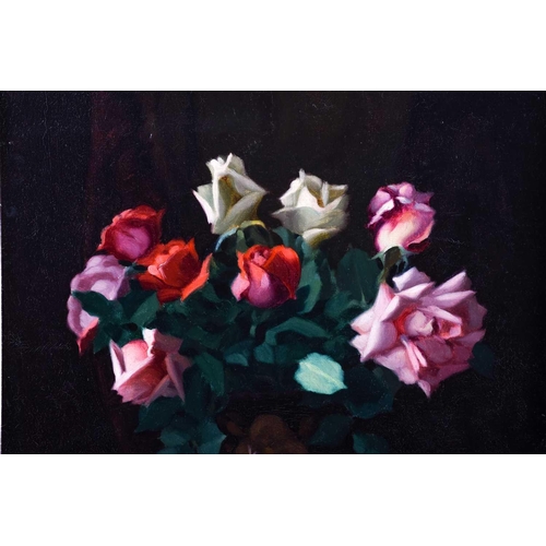 29 - 20th century school, a floral still life study, oil on canvas, indistinctly signed, 65 cm x 52 cm in... 