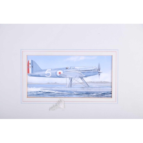 30 - Three watercolours of vintage WWII period fighter planes, the largest 8.5 cm x 16.5 cm, unsigned, ea... 