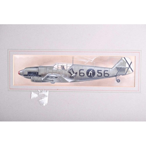 30 - Three watercolours of vintage WWII period fighter planes, the largest 8.5 cm x 16.5 cm, unsigned, ea... 