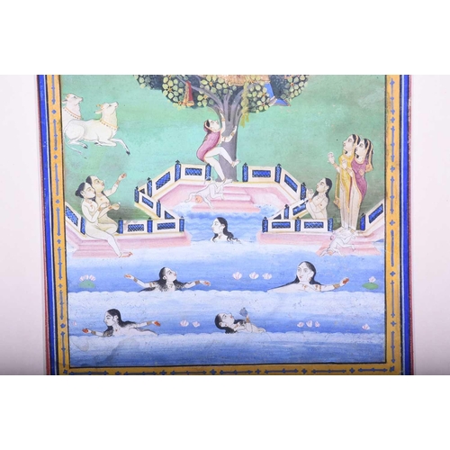 327 - Indian School, 19th century, Gopis pleading with Khrishna to return their clothing, gouache, 20cm x ... 