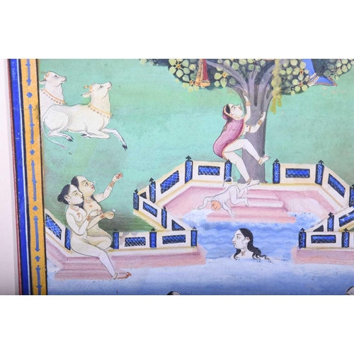 327 - Indian School, 19th century, Gopis pleading with Khrishna to return their clothing, gouache, 20cm x ... 