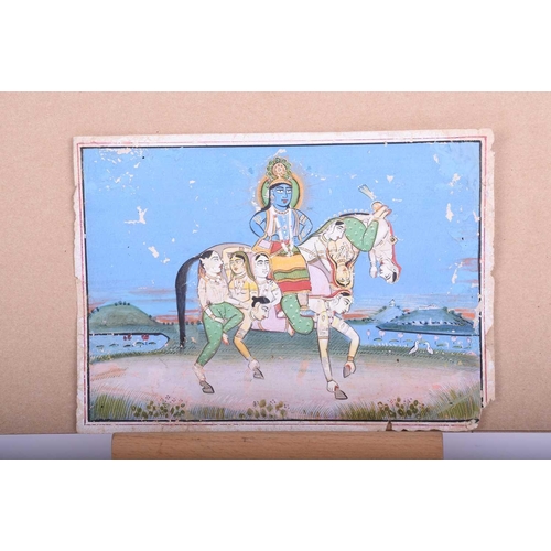 332 - Indian School, 18th century, Khrishna on Nari Ashva, before a naturalistic landscape, gouache, overa... 