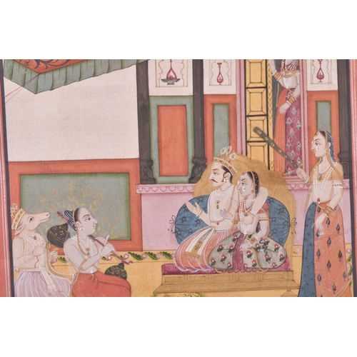 355 - North Indian School, 19th/20th century, a court gathering with musicians, an emperor with a courtesa... 