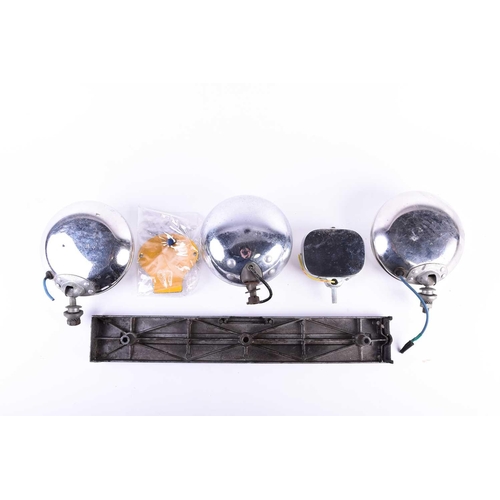 370 - A near pair of Marchal S.E.V. chrome mounted circular headlamps, numbered 810 and 819, together with... 