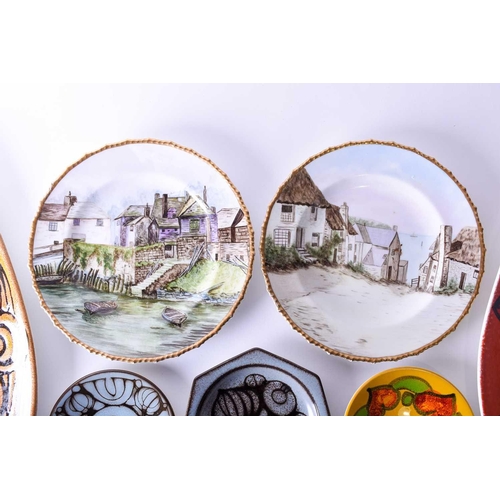 401 - A pair of outside decorated Royal Crown Derby plates, with hand painted scenes of Newlyn & St. Mawes... 