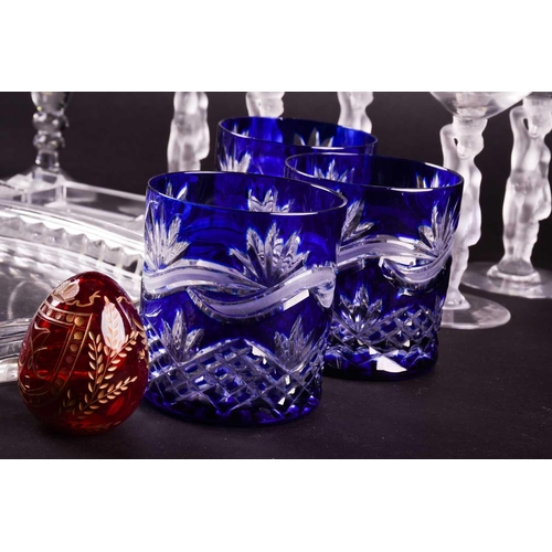 409 - A group of six hand blown Murano drinking glasses, with others similar, together with five Baccarat ... 