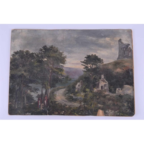 41 - Two 19th century oil paintings depicting Irish castles 'Ruig Rowe' & 'Carrignacurra', unsigned, oil ... 