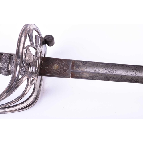 422 - A Victorian Rifle |regiment officers sword, 1827 pattern, with etched single fullered blade, the pla... 