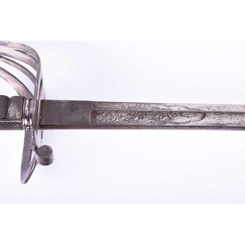 422 - A Victorian Rifle |regiment officers sword, 1827 pattern, with etched single fullered blade, the pla... 