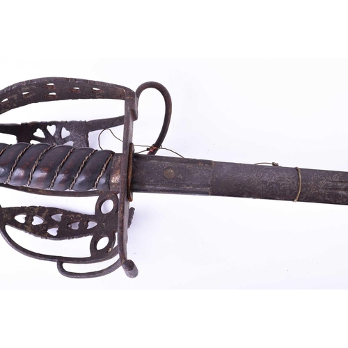 424 - A Victorian Argyll & Sutherland Officers basket-hilt sword, the ricasso indistinctly stamped for Joh... 