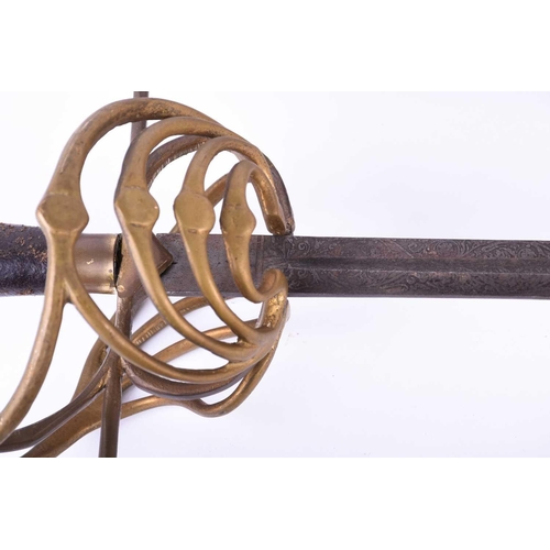 428 - A Prussian officers dress sword, the ridge marked for Paul Weyersberg & Co, Solingen, with double fu... 