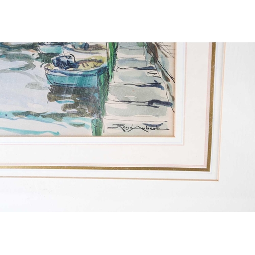 43 - René Aubert (1894-1977), a pair of river landscapes, watercolours, 27.5 cm x 37.5 cm in wooden frame... 