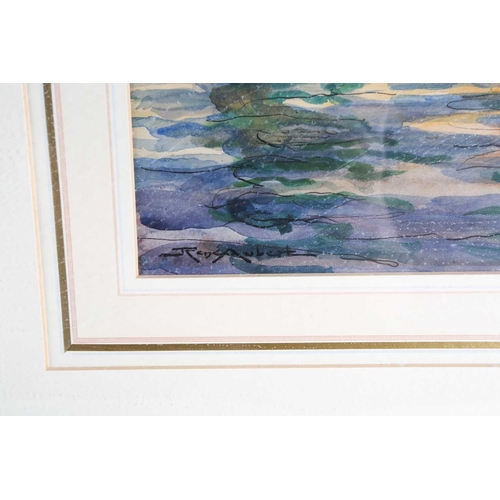 43 - René Aubert (1894-1977), a pair of river landscapes, watercolours, 27.5 cm x 37.5 cm in wooden frame... 