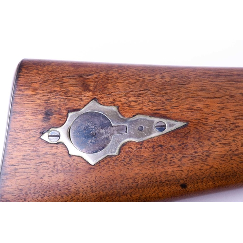 435 - A 20 bore percussion sporting rifle, the lock plate engraved D N Ratcliffe within oak leaves, the st... 