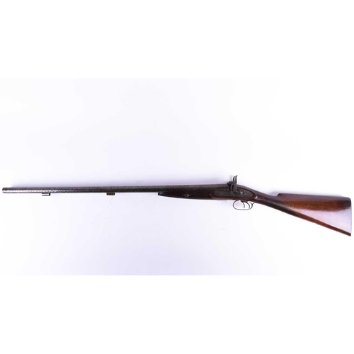 436 - Murray & Co, a percussion action double barrel 12 bore shotgun, the top rib indistinctly engraved 'M... 