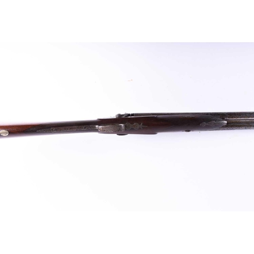 436 - Murray & Co, a percussion action double barrel 12 bore shotgun, the top rib indistinctly engraved 'M... 