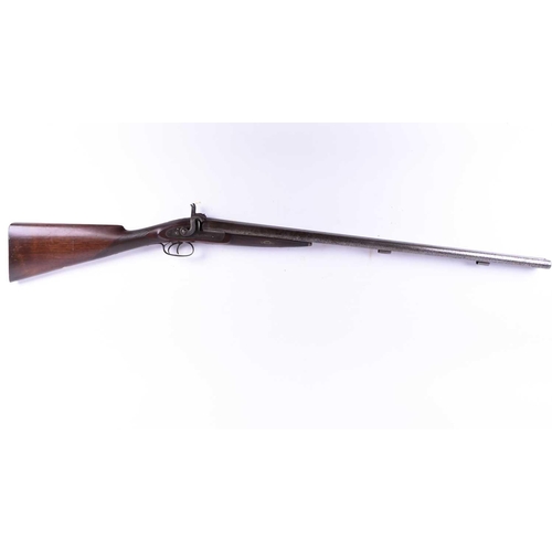 436 - Murray & Co, a percussion action double barrel 12 bore shotgun, the top rib indistinctly engraved 'M... 