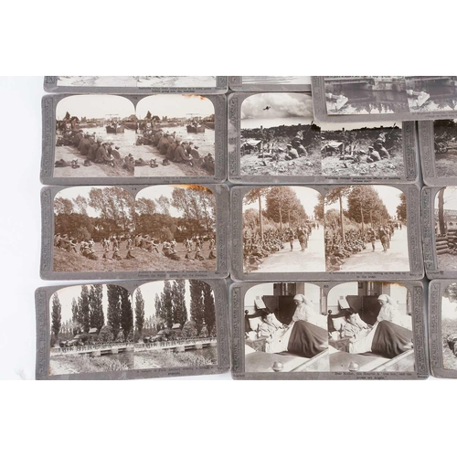 442 - A collection of 30 WWI interest stereoscopic cards, produced by Realistic Travels Publishers, to inc... 