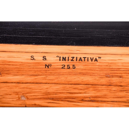 451 - A large scale ship's half hull model, for 'SS Iniziativa' (No. 255), bearing a label for Alexander S... 