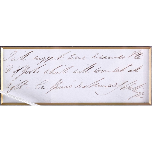 460 - Wellesley, Arthur, Duke of Wellington (1769-1852), a framed and glazed autographed letter, dated Dec... 