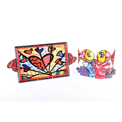 467 - Romero Britto (b.1963) Brazilian, a ceramic Goebel fish sculpture, titled 'Deeply in Love', hand-sig... 