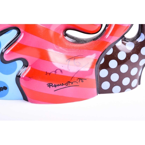 467 - Romero Britto (b.1963) Brazilian, a ceramic Goebel fish sculpture, titled 'Deeply in Love', hand-sig... 