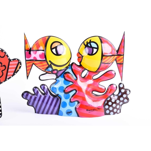 467 - Romero Britto (b.1963) Brazilian, a ceramic Goebel fish sculpture, titled 'Deeply in Love', hand-sig... 