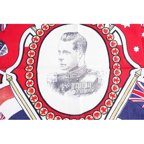 484 - Edward VIII.- Souvenir flag commemorating the accession of Edward VIII, with his portrait and the fl... 