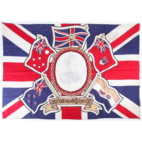 484 - Edward VIII.- Souvenir flag commemorating the accession of Edward VIII, with his portrait and the fl... 