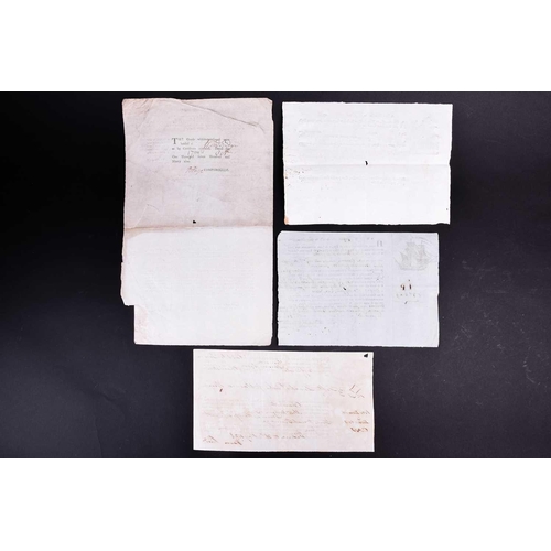 486 - Three 19th century ships Bills of Lading, to include the Minerva bound for Charleston with 50 quarte... 