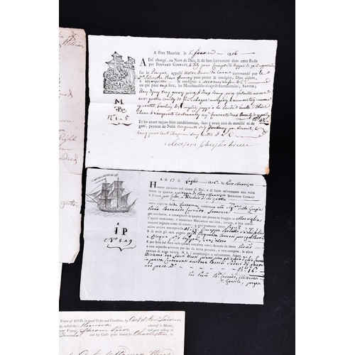 486 - Three 19th century ships Bills of Lading, to include the Minerva bound for Charleston with 50 quarte... 