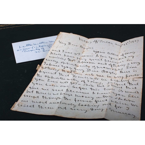 487 - A letter from Viscount Horatio Nelson (1758-1805), to Post-Captain Charles Boyles (1756-1816), writt... 