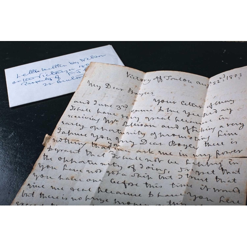 487 - A letter from Viscount Horatio Nelson (1758-1805), to Post-Captain Charles Boyles (1756-1816), writt... 