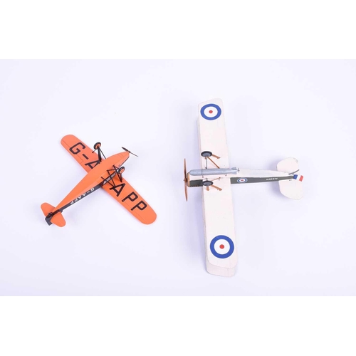 497 - A group of five W. O. Doylend miniature hardwood model airplanes, built to a scale of one inch to si... 