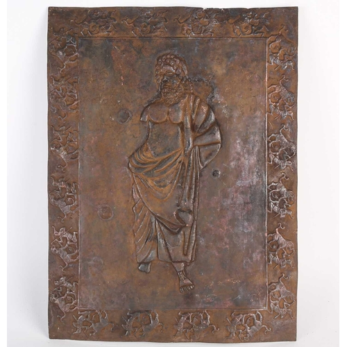 503 - A Greek style sheet bronze plaque of Alexander the Great, 20th century, the border embossed with fig... 