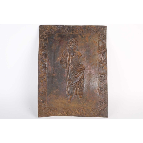 503 - A Greek style sheet bronze plaque of Alexander the Great, 20th century, the border embossed with fig... 