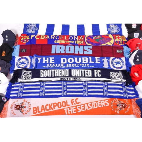 520 - A large collection of official club-issued football caps and scarves, to include examples from Liver... 