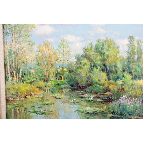 53 - † Jean Kevorkian (b.1933) French, 'Nymphéas', an impressionist style view of a pond on a summer's da... 