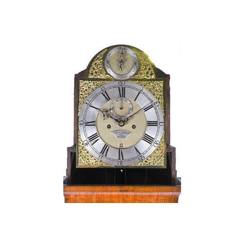 530 - A Georgian walnut long case clock, the arched brass dial for Richard Holland, Coventry, with silvere... 