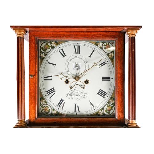 531 - A Geo III oak and mahogany crossbanded longcase clock, the square painted dial for William Evans, Sh... 