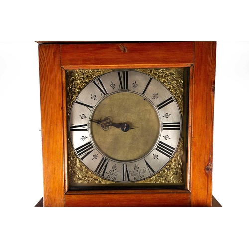 532 - An 18th-century pine longcase clock, circa 1735, with striking movement and single hand, the square ... 