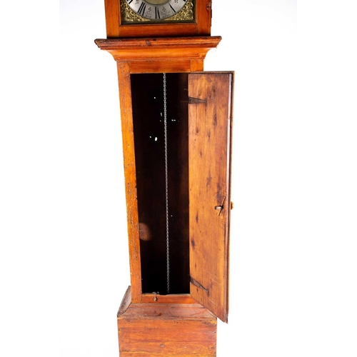 532 - An 18th-century pine longcase clock, circa 1735, with striking movement and single hand, the square ... 