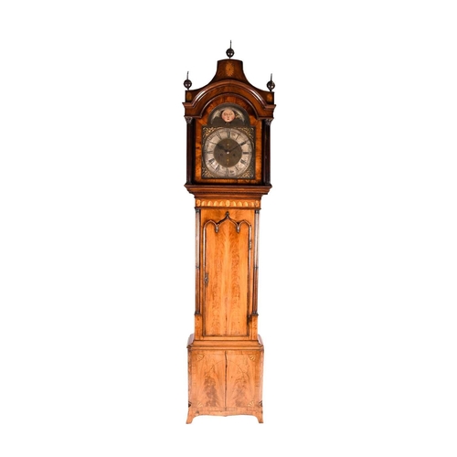 533 - A late 18th century mahogany longcase clock, signed John Day, Wakefield, the hood with a pagoda top ... 