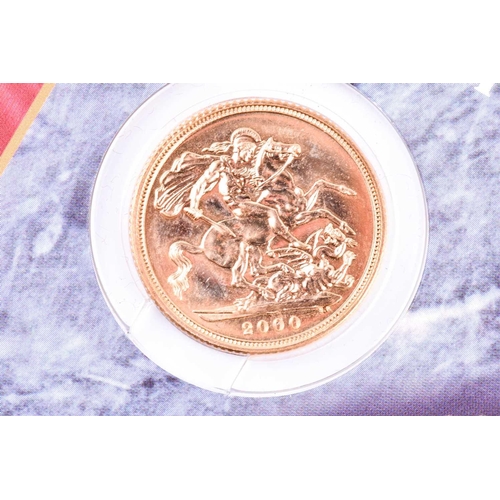 540 - A Queen Elizabeth II sovereign in Royal Mint mount, dated 2000, uncirculated.