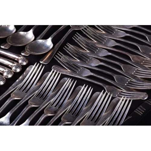 554 - A large harlequin suite of silver flatware, various dates and makers, to include table forks, soup s... 