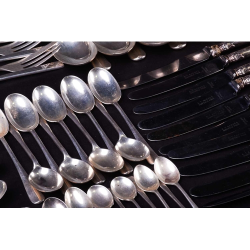 554 - A large harlequin suite of silver flatware, various dates and makers, to include table forks, soup s... 