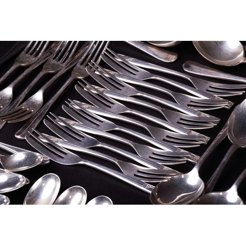 554 - A large harlequin suite of silver flatware, various dates and makers, to include table forks, soup s... 